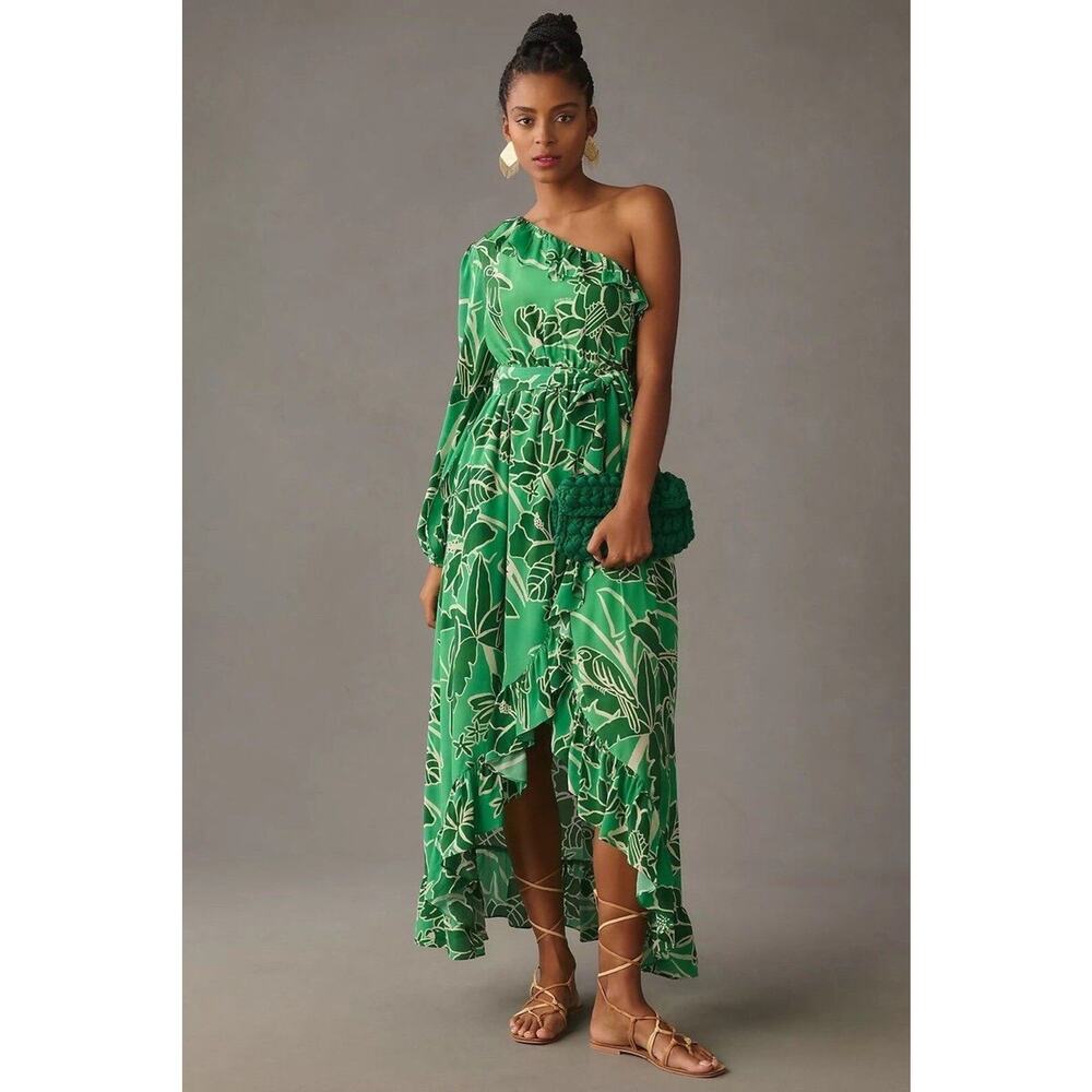 Farm Rio One-Shoulder Ruffled Midi Dress Size XS, $298 MSRP - Picture 2 of 8
